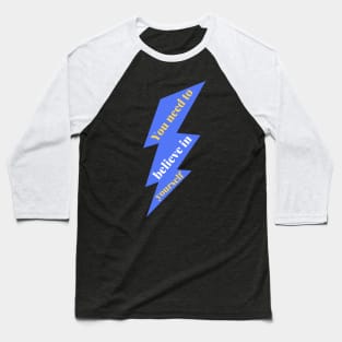 Blue and Yellow Believe in yourself Lightening Bolt kids Design Baseball T-Shirt